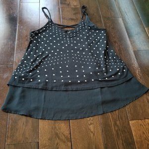 VENUS Embellished Thin Strap Black Tank Top Style Top